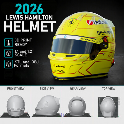 F1 Lewis Hamilton Helmet 3D Print