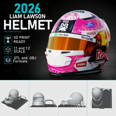 F1 Liam Lawson 2026 Helmet 3D Print 3D Model