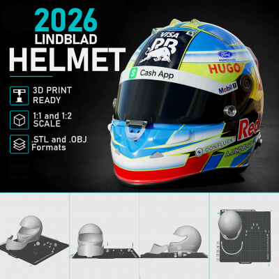 F1 Lindblad 2026 Helmet 3D Print 3D Model