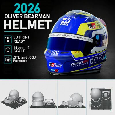 F1 Oliver Bearman 2026 Helmet 3D Print