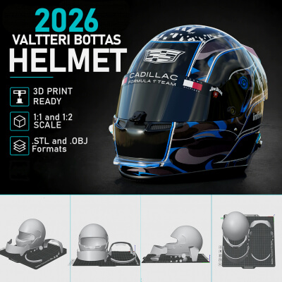 F1 Valtteri Bottas 2026 Helmet 3D Print