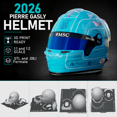 Pierre Gasly 2026 Helmet 3D Print