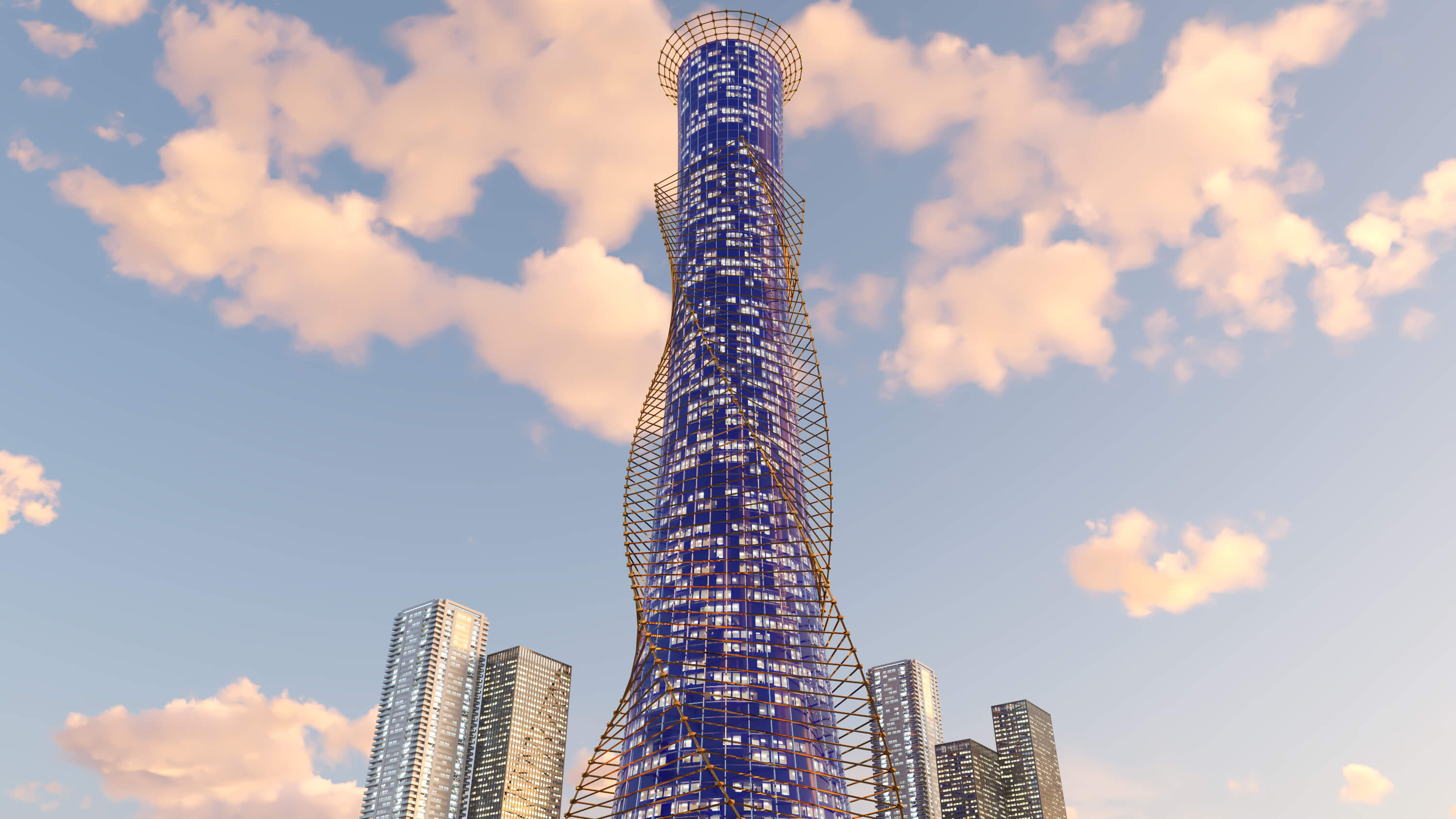 Futuristic Skyscraper and Modern High Rise Tower 3D Model 3D Model