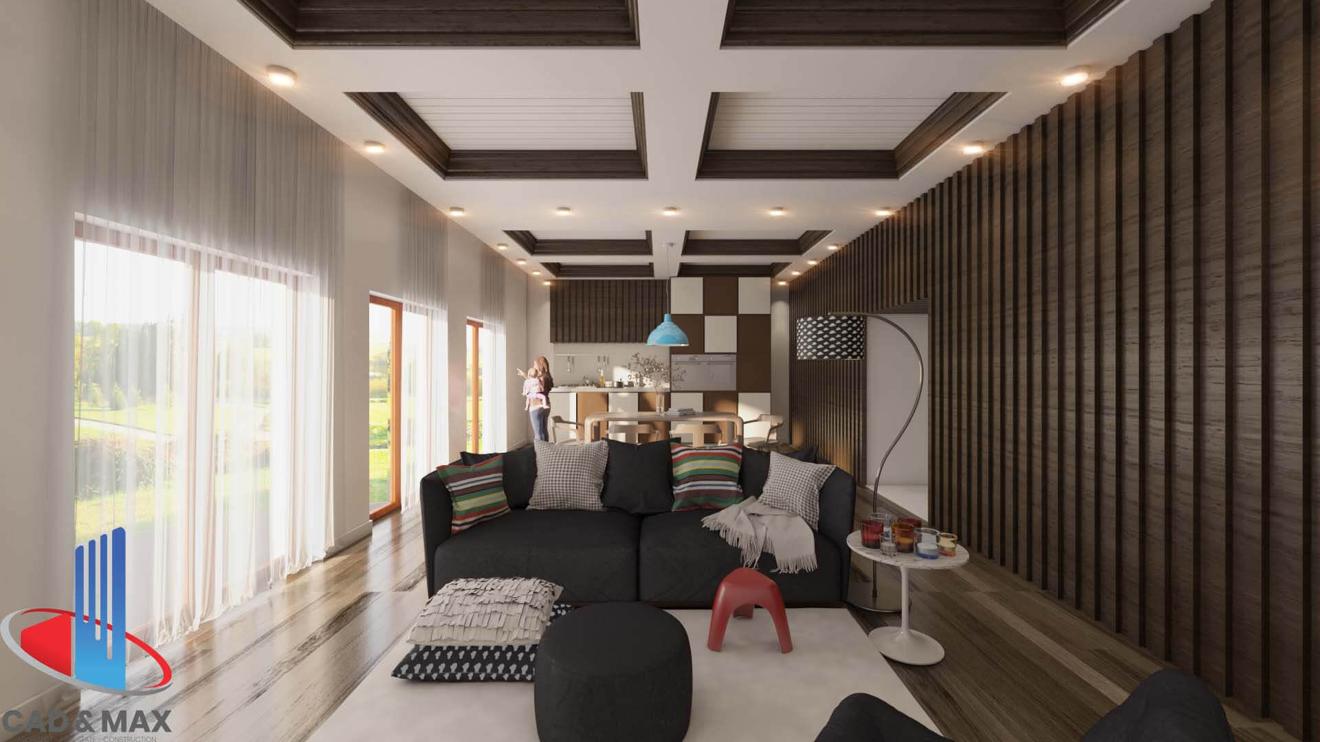 Modern Luxury Studio Living Room Interior 3D Model 3D Model