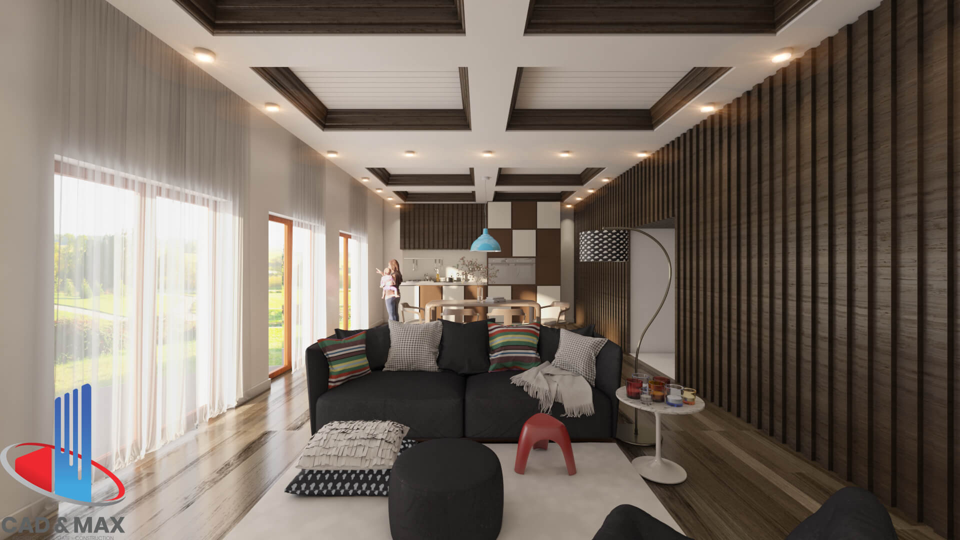 Modern Luxury Studio Living Room Interior 3D Model 3D Model