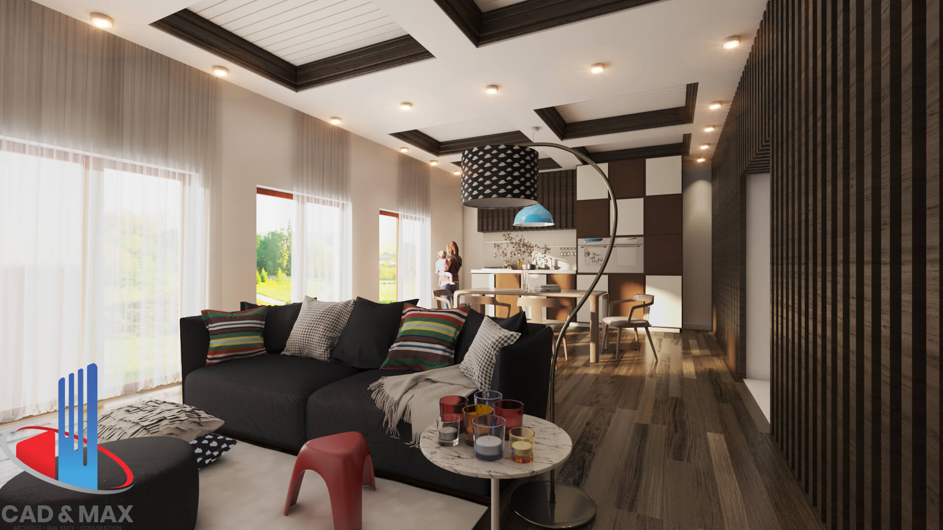 Modern Luxury Studio Living Room Interior 3D Model 3D Model