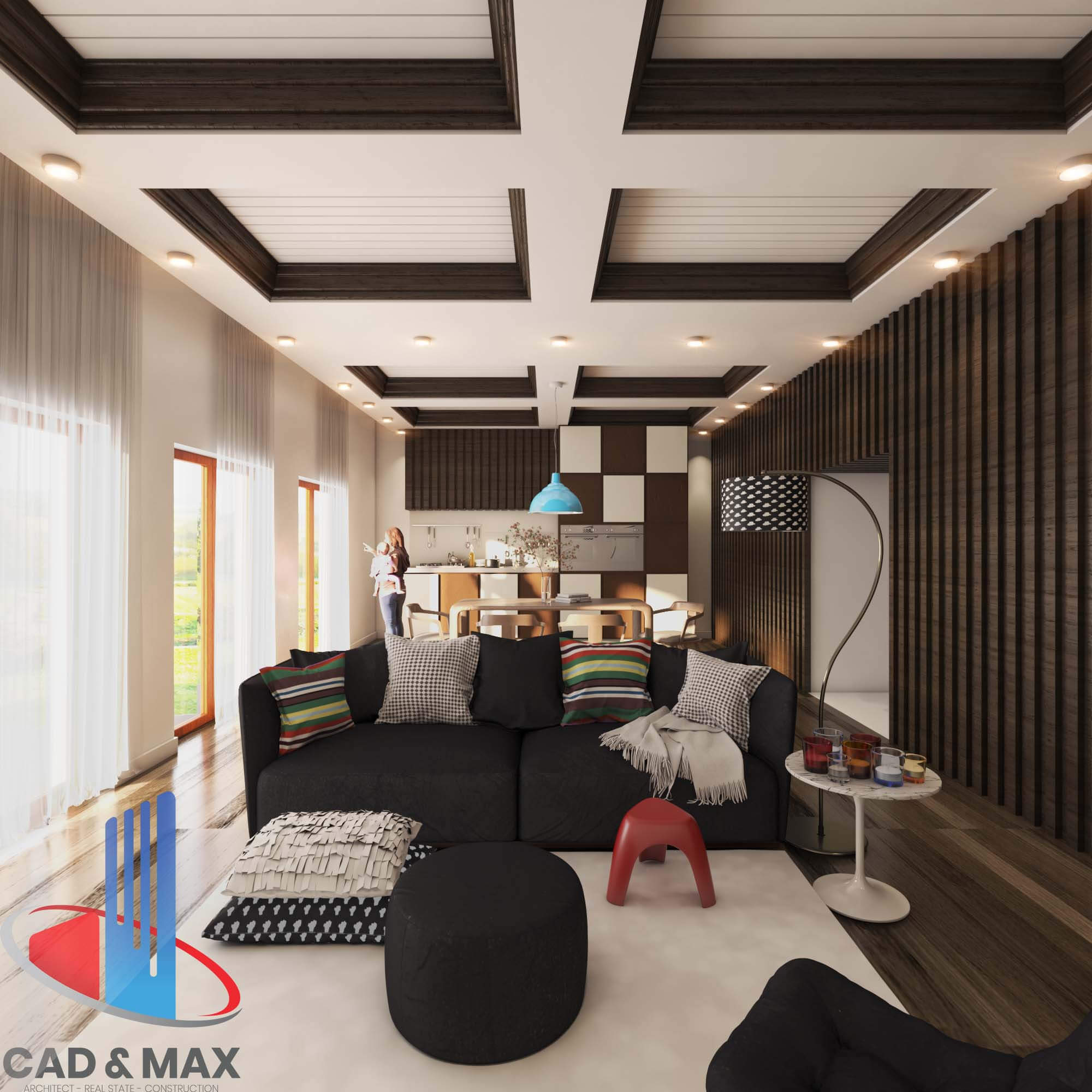 Modern Luxury Studio Living Room Interior 3D Model 3D Model