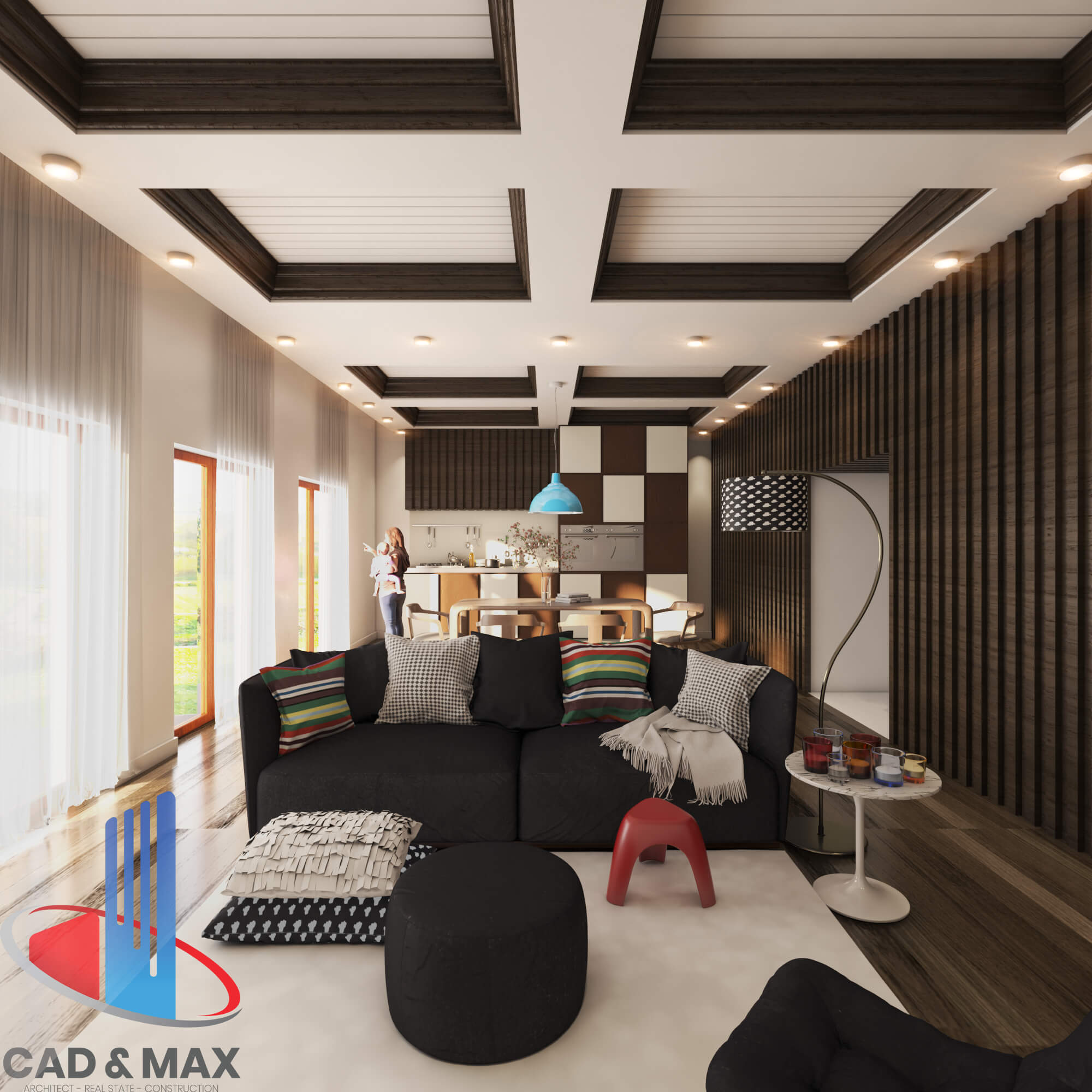 Modern Luxury Studio Living Room Interior 3D Model 3D Model