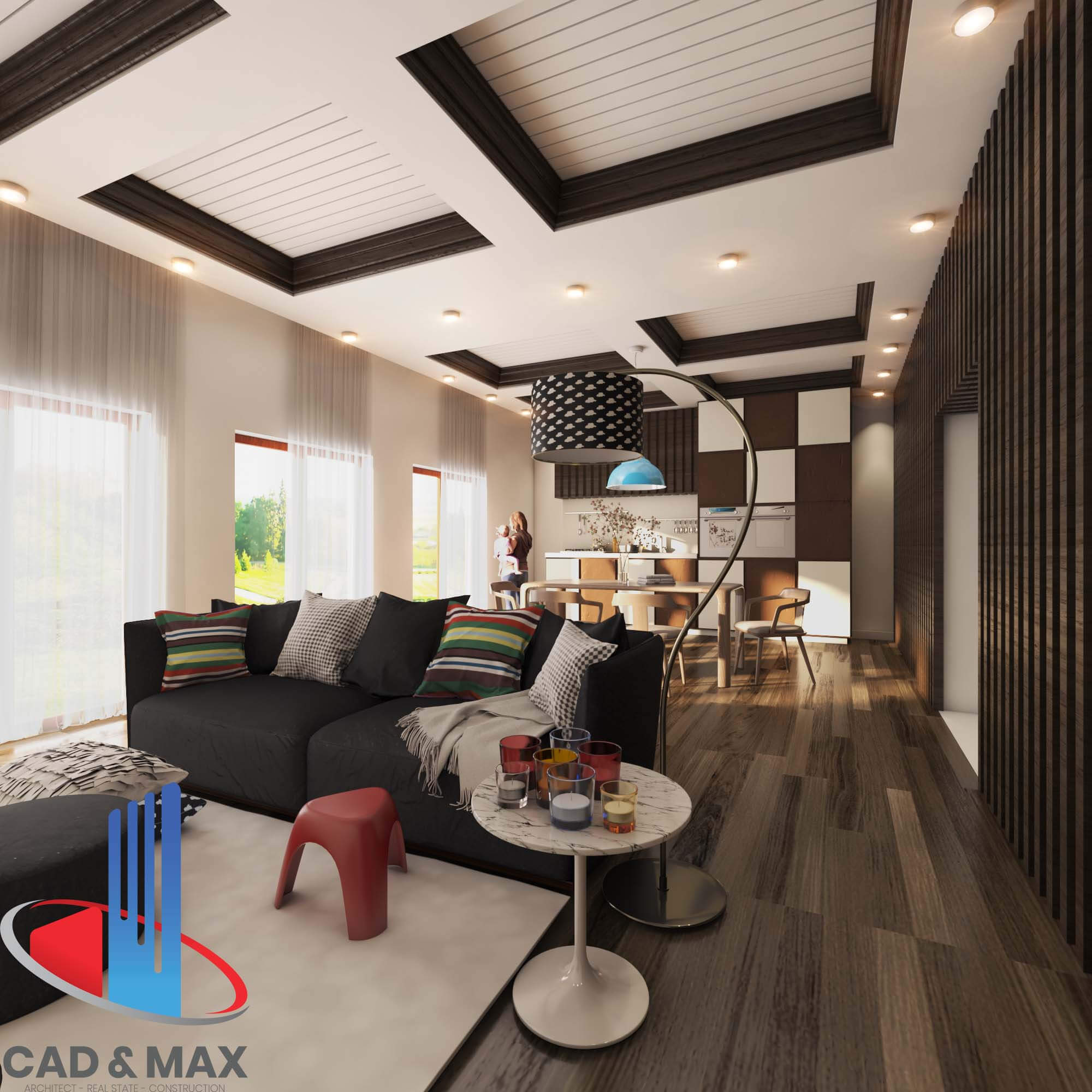Modern Luxury Studio Living Room Interior 3D Model 3D Model