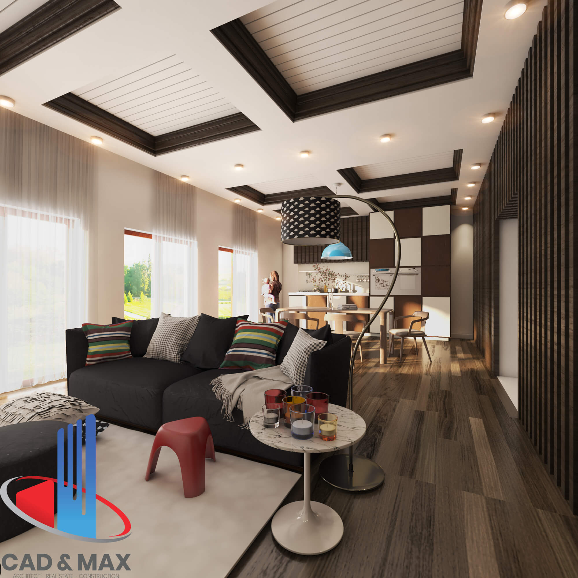Modern Luxury Studio Living Room Interior 3D Model 3D Model