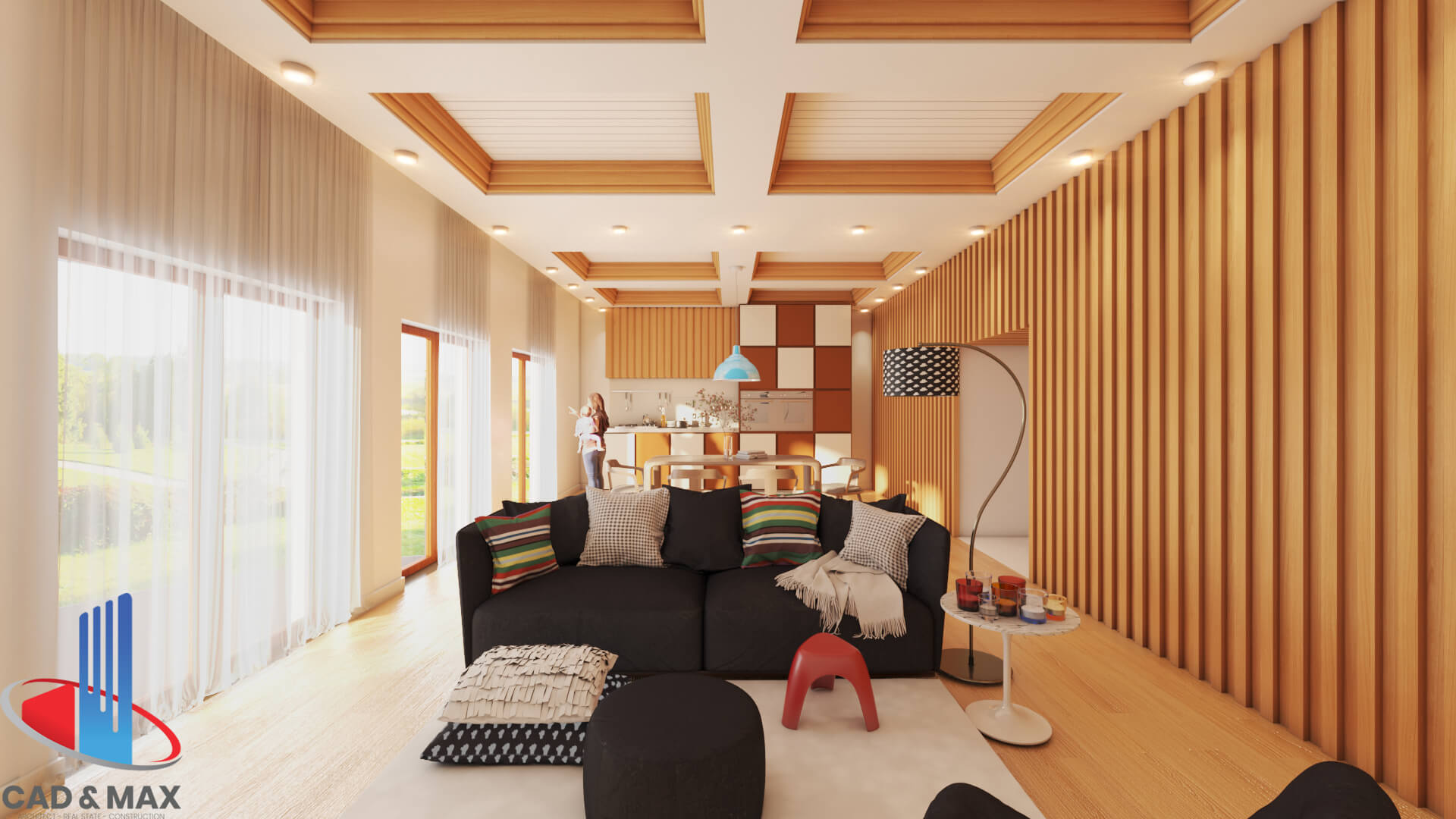 Modern Luxury Studio Living Room Interior 3D Model 3D Model
