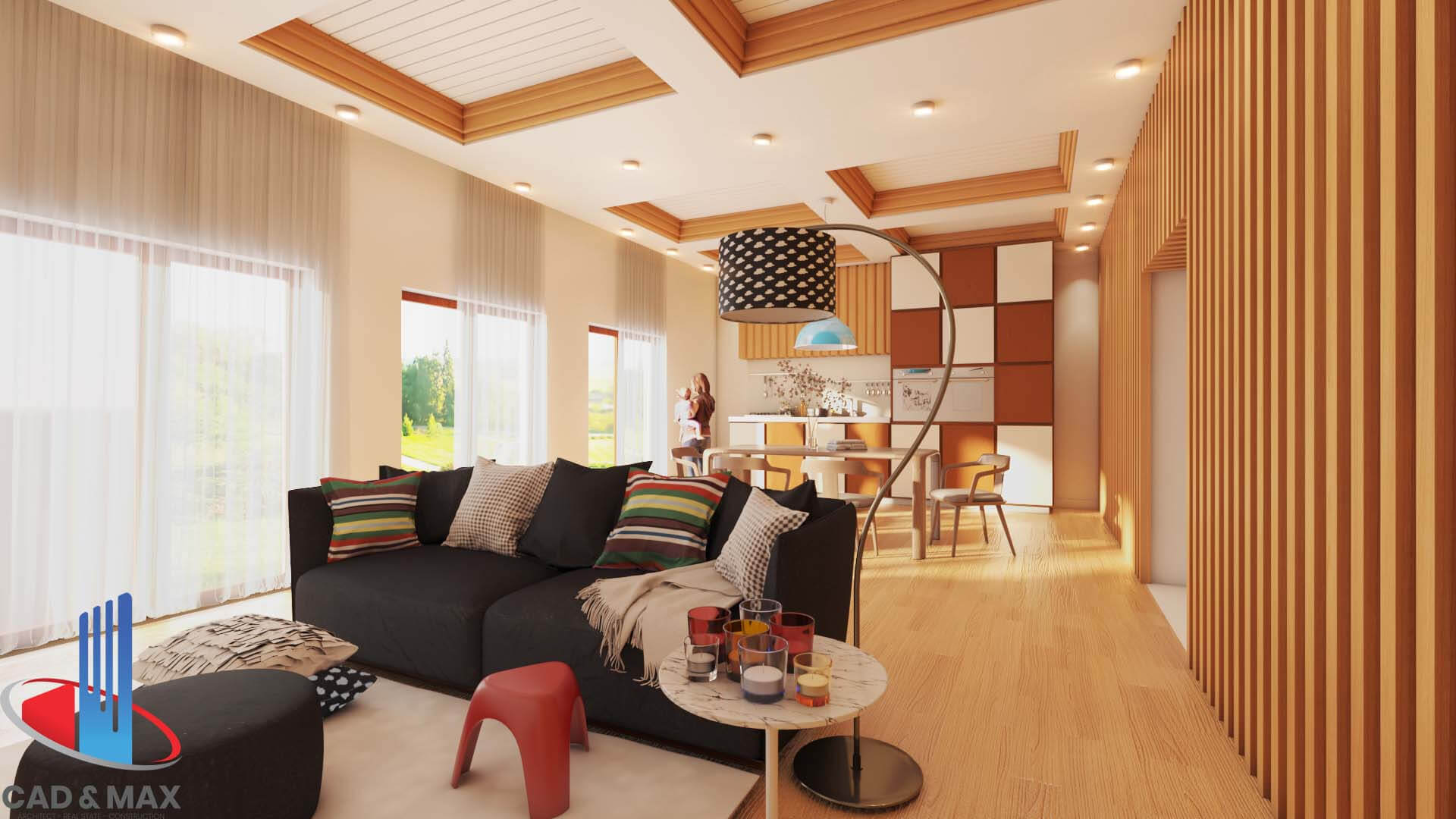 Modern Luxury Studio Living Room Interior 3D Model 3D Model