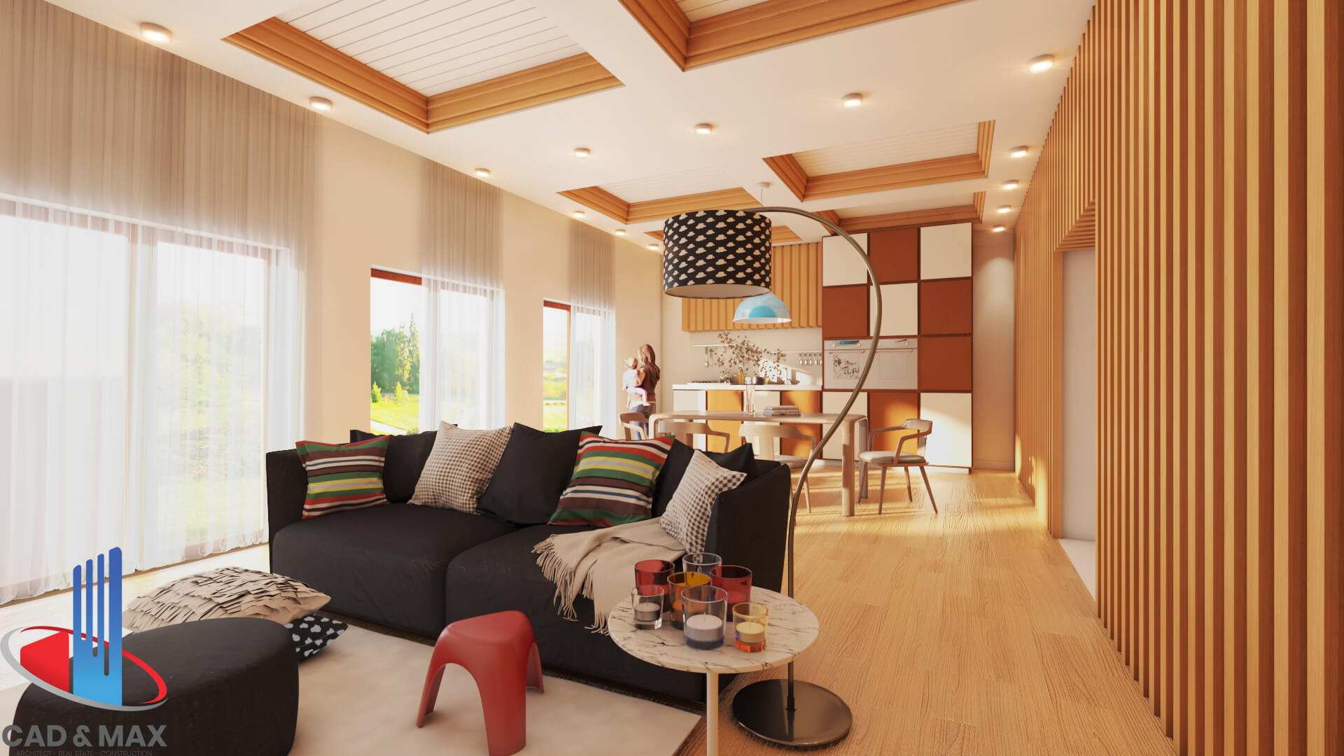 Modern Luxury Studio Living Room Interior 3D Model 3D Model