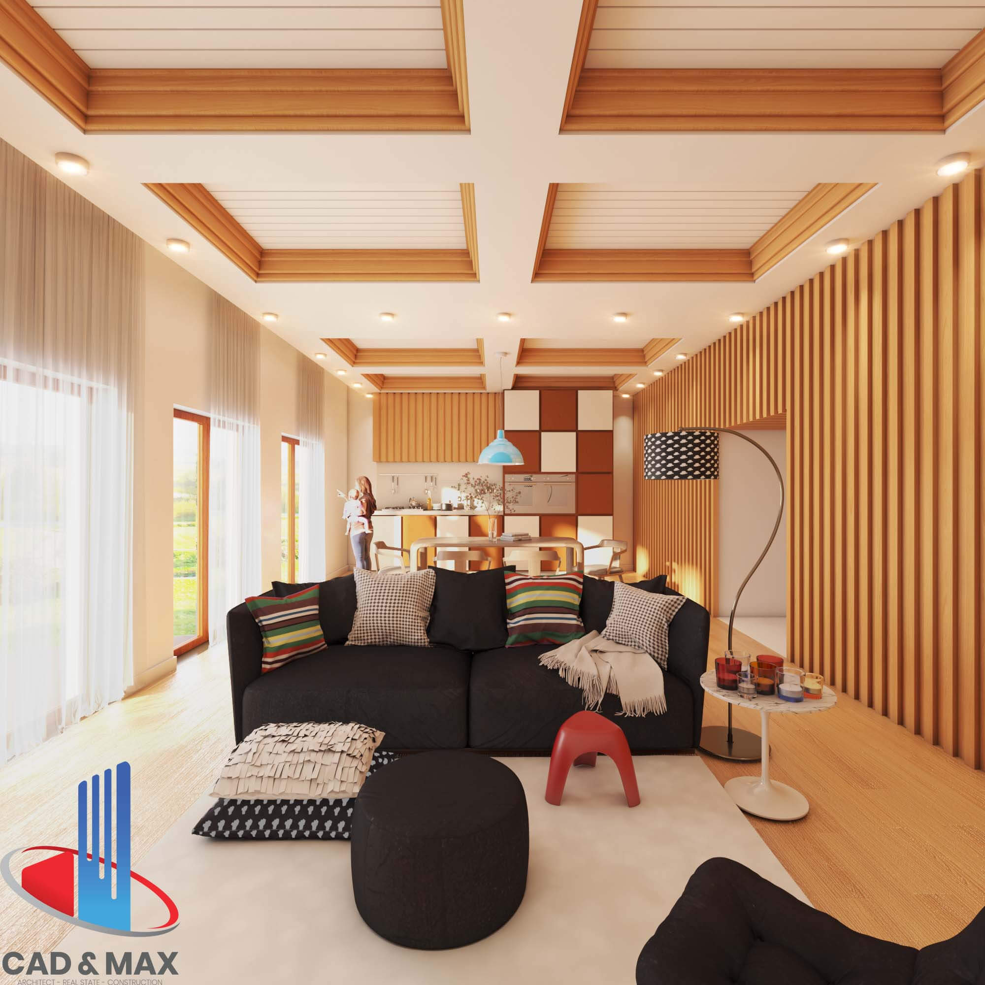 Modern Luxury Studio Living Room Interior 3D Model 3D Model