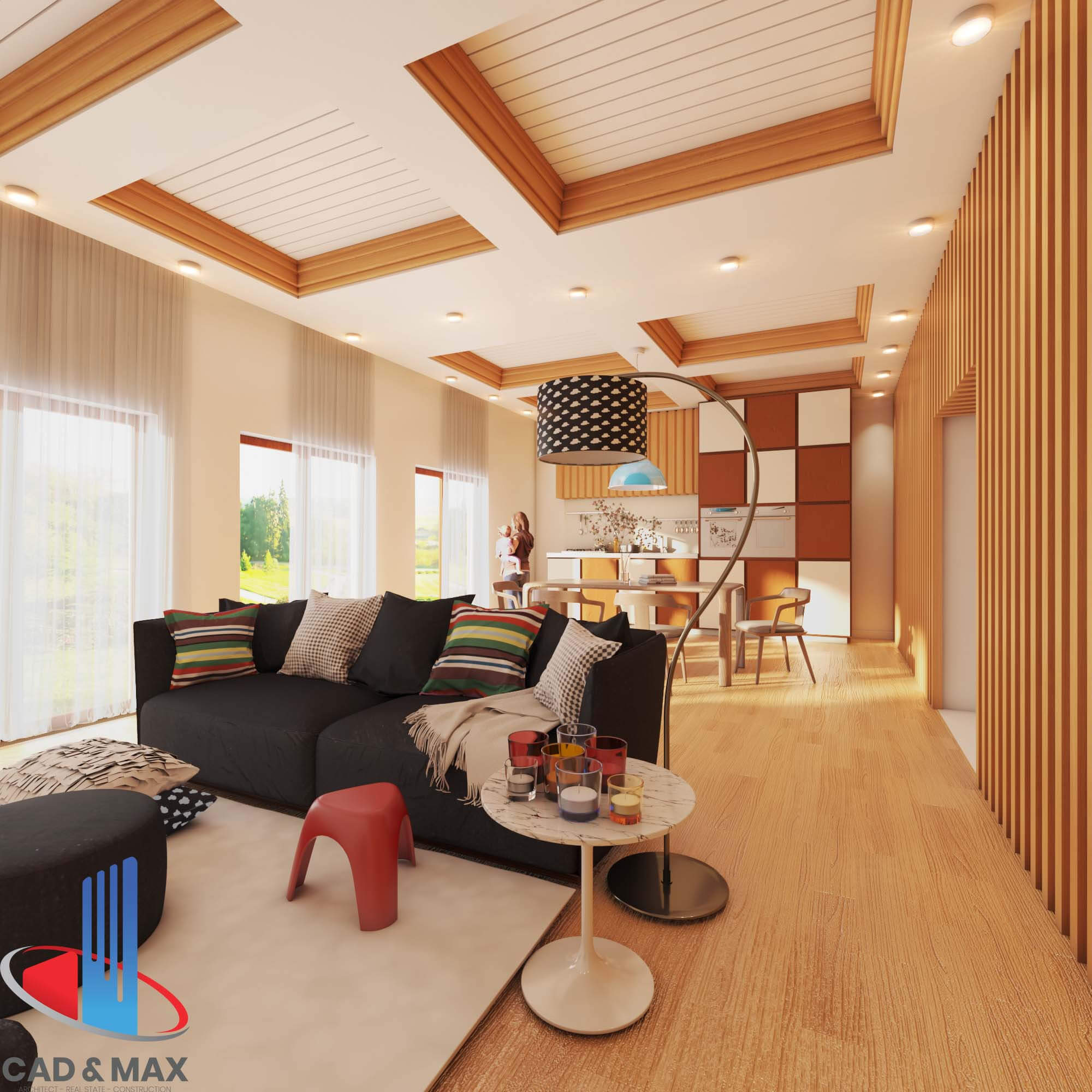 Modern Luxury Studio Living Room Interior 3D Model 3D Model
