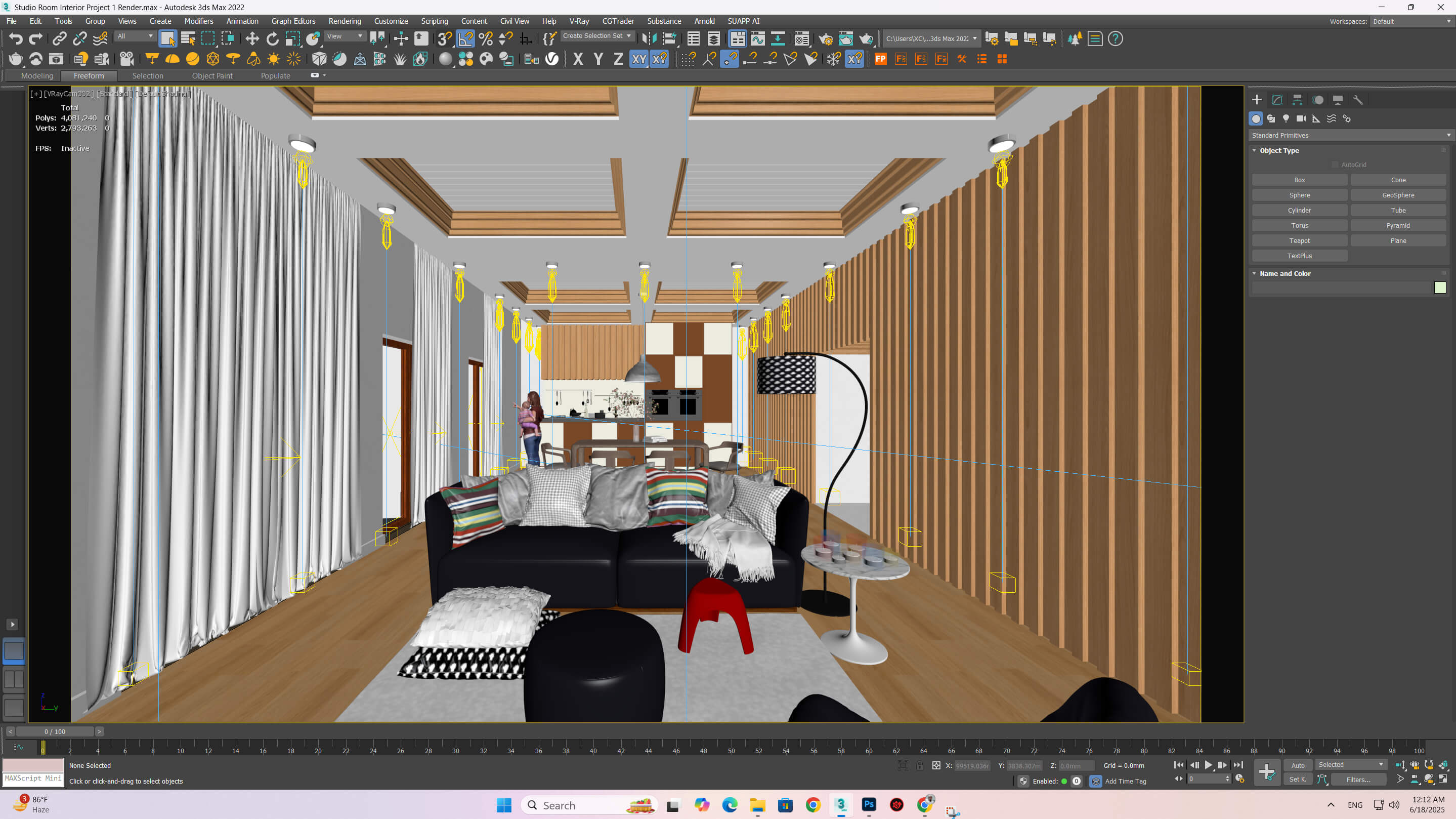 Modern Luxury Studio Living Room Interior 3D Model 3D Model