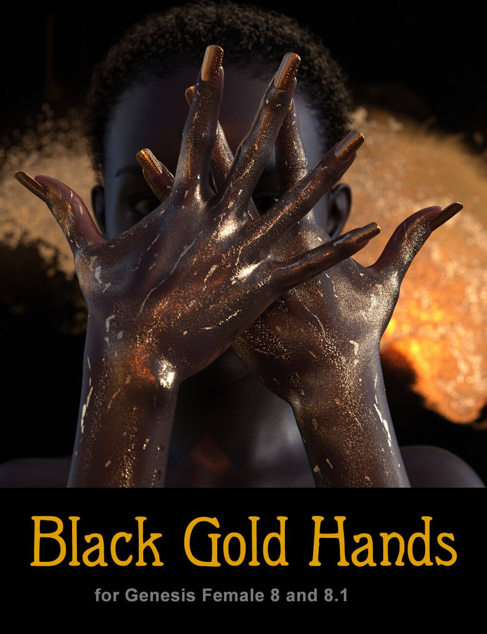 Black Gold Hands - Extravagant Body Art for Genesis Female 8 Daz Content