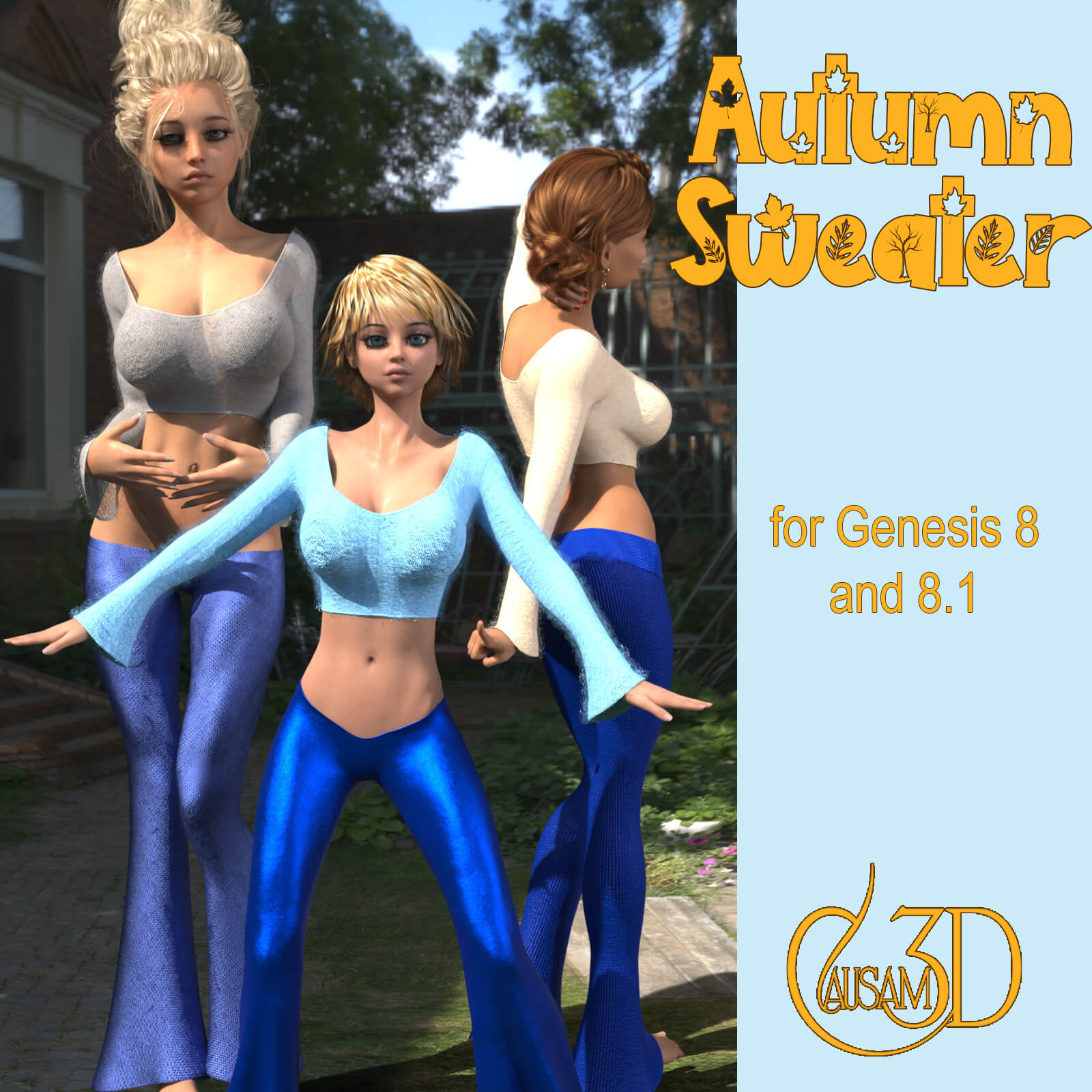 Autumn Crop Top Sweater for Genesis 8 and 8.1 Female Daz Content