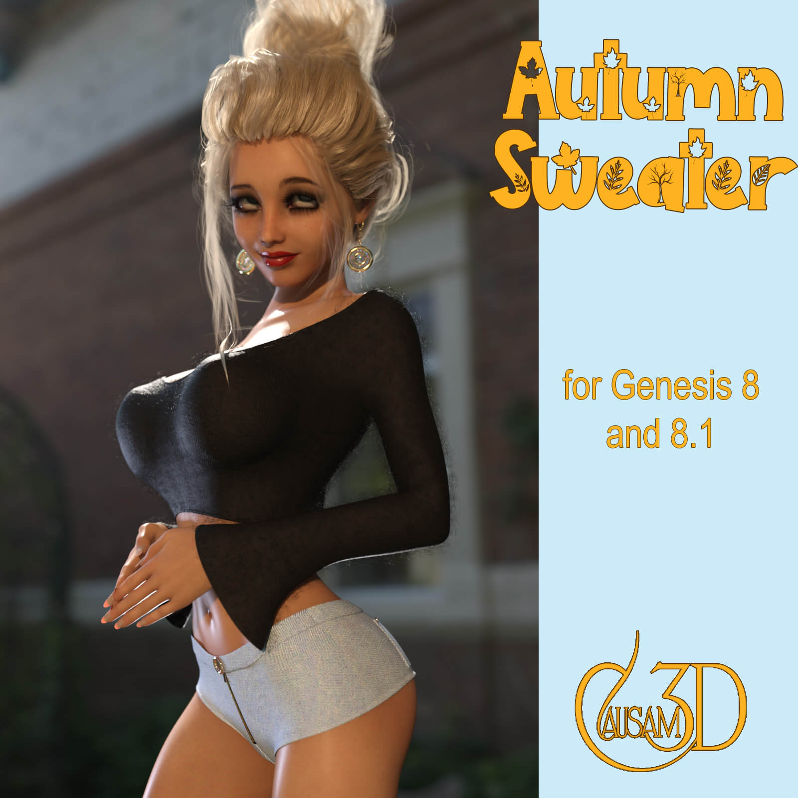 Autumn Crop Top Sweater for Genesis 8 and 8.1 Female Daz Content