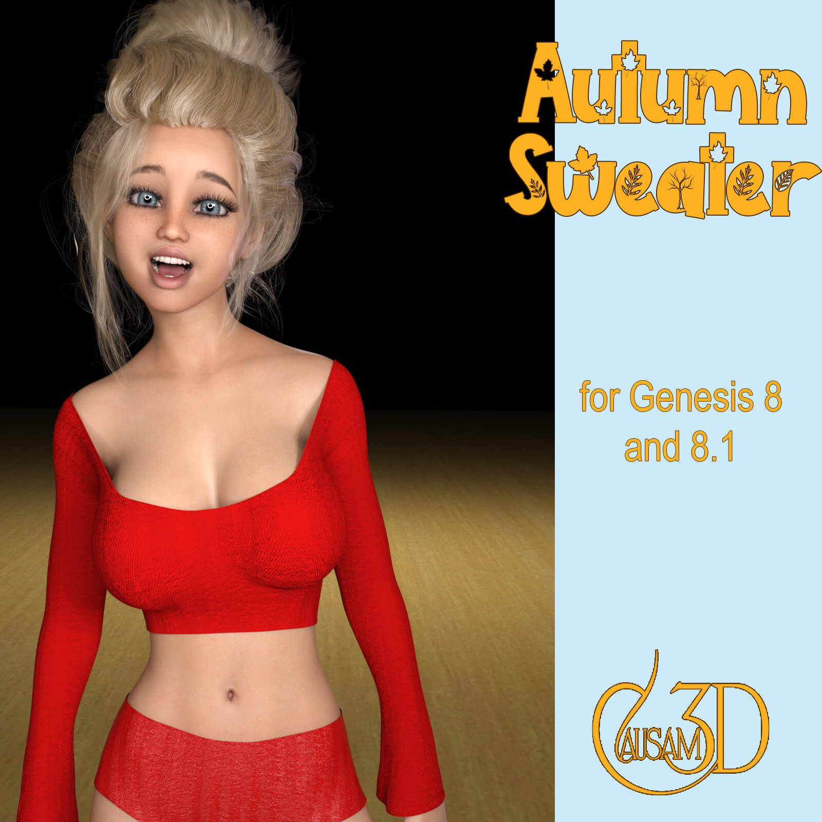 Autumn Crop Top Sweater for Genesis 8 and 8.1 Female Daz Content