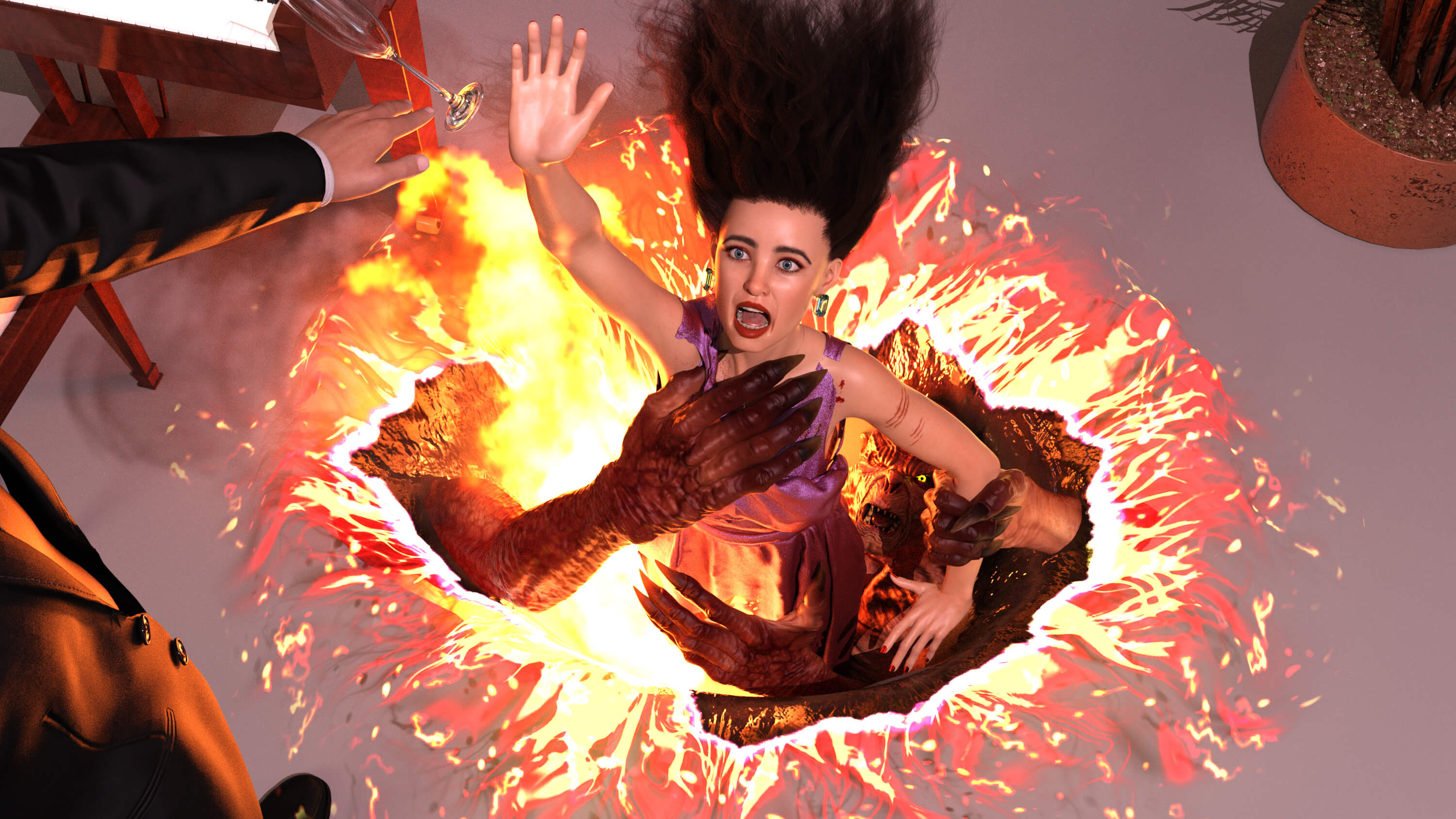 Drag Her To Hell 3D Render, Digital Artwork by Cell Gaze