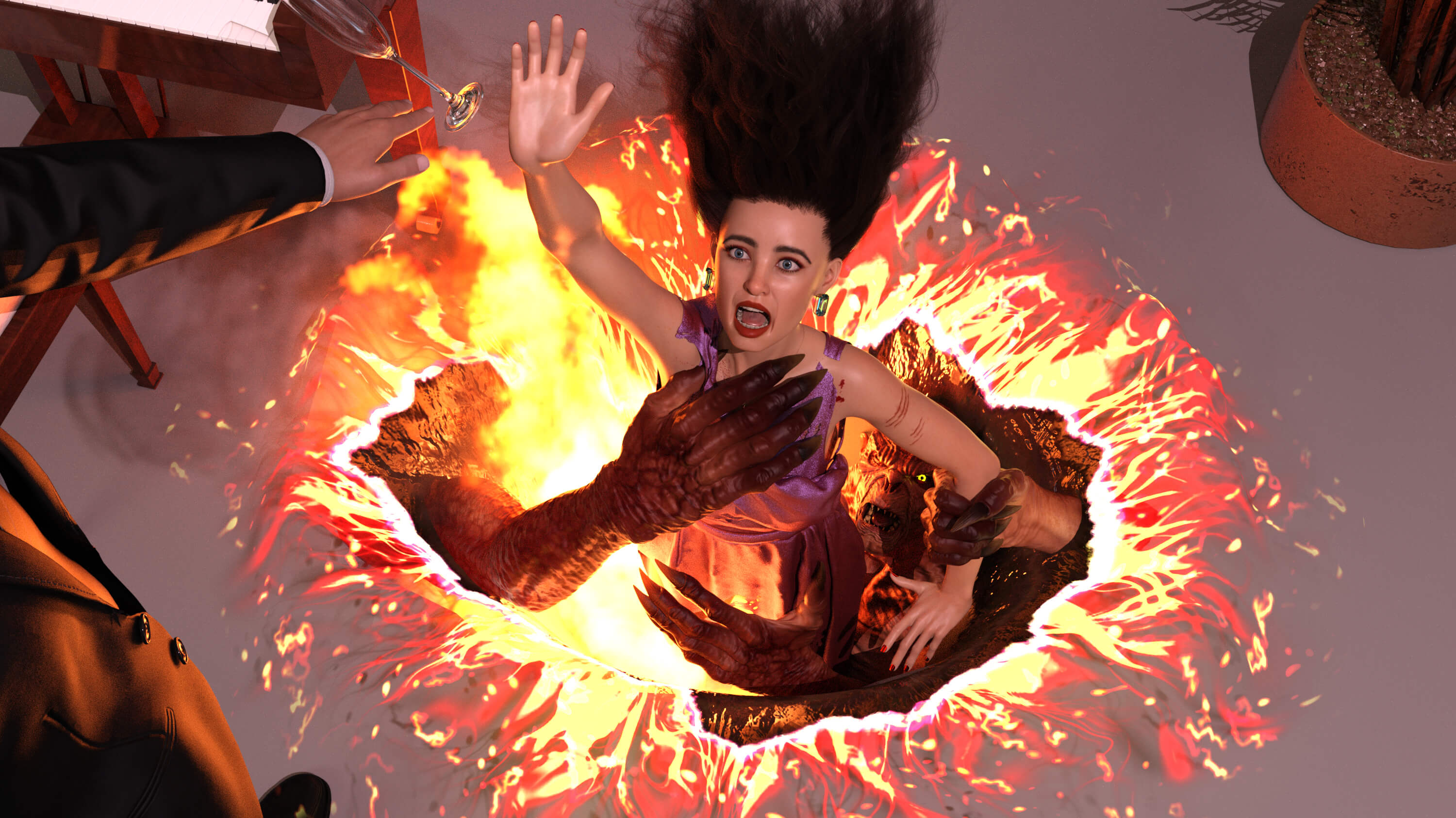 Drag Her To Hell 3D Render, Digital Artwork by Cell Gaze