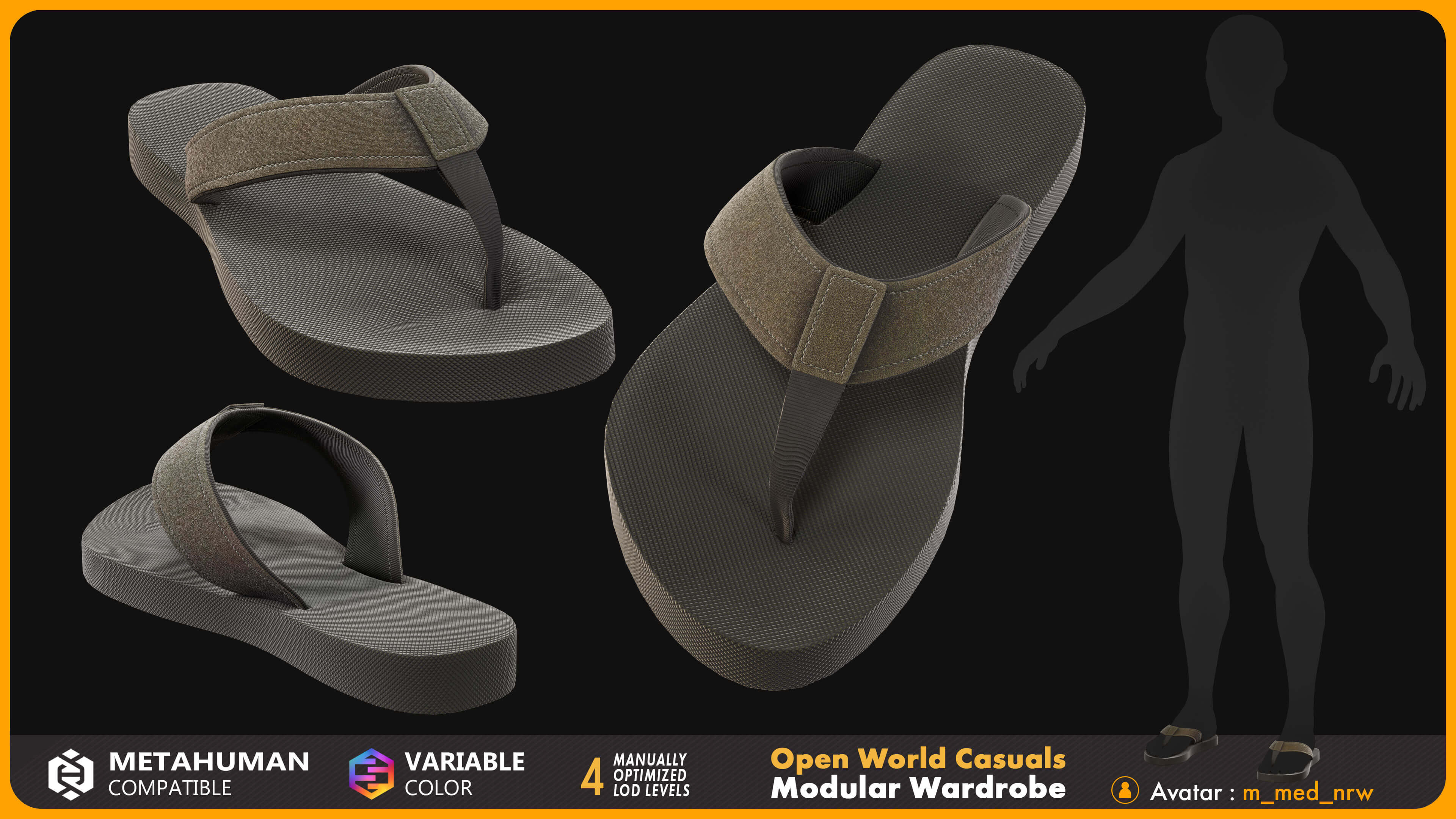 Flip Flop 001 or MetaHuman MhPkg 3D Model