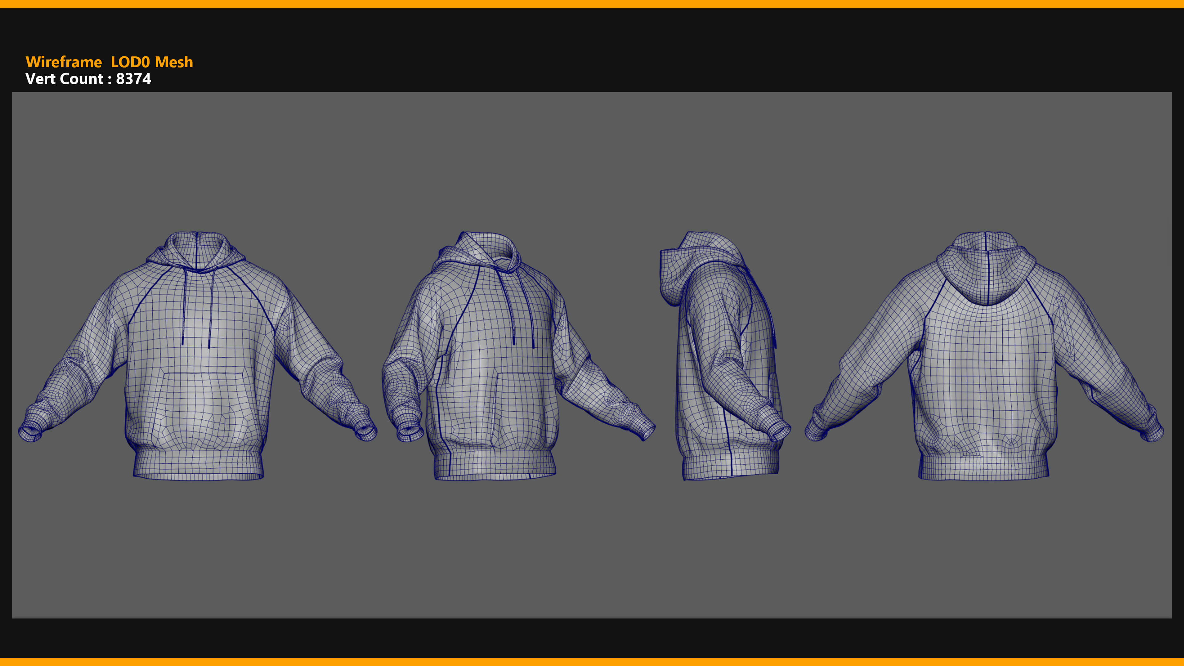 Hoodie 001 for Metahuman Low-Poly 3D Model MHPKG Source 3D Model