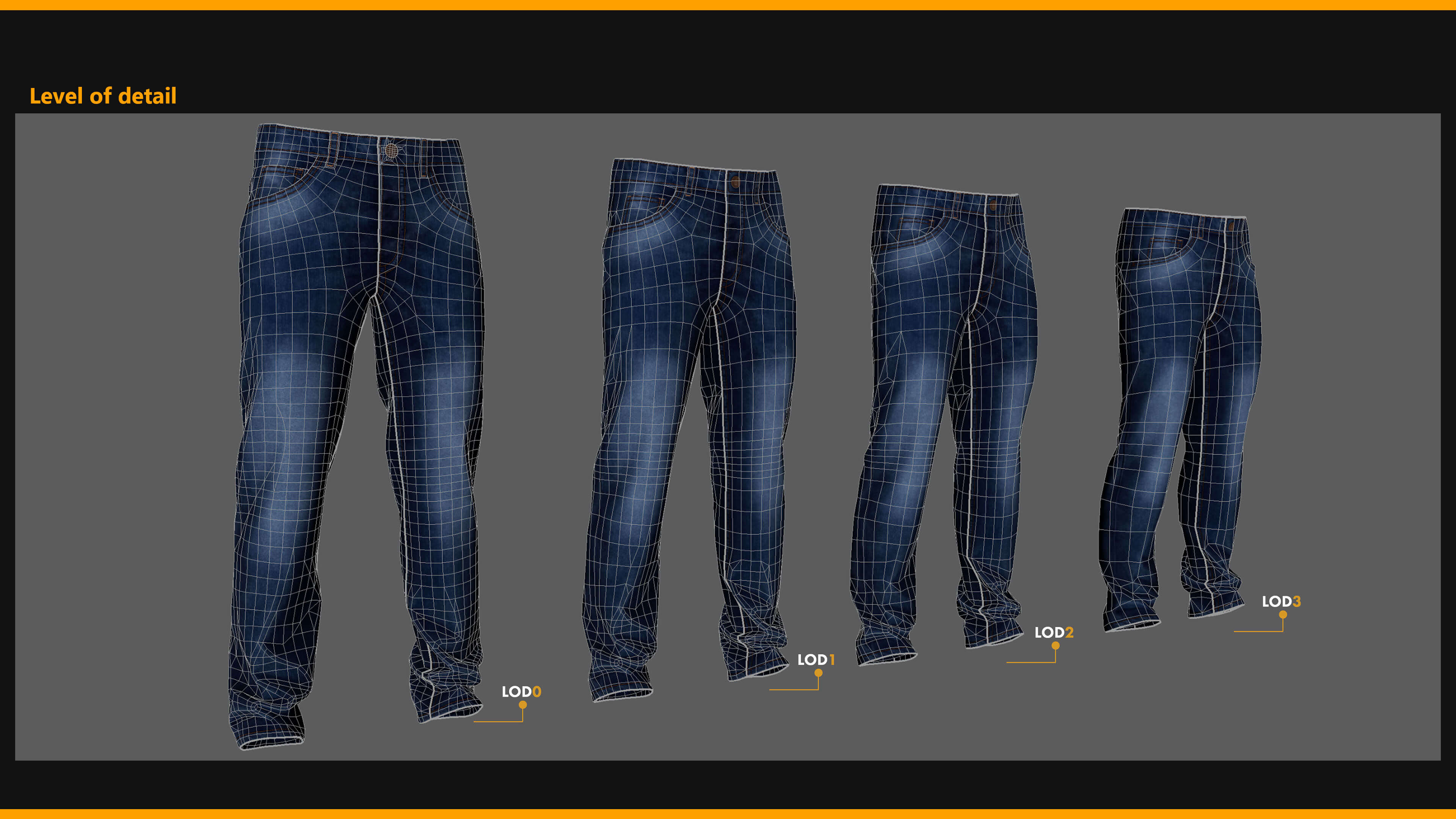 Jeans 002 ZBrush / Clo3D &amp Marvelous Designer / Substan 3D Model