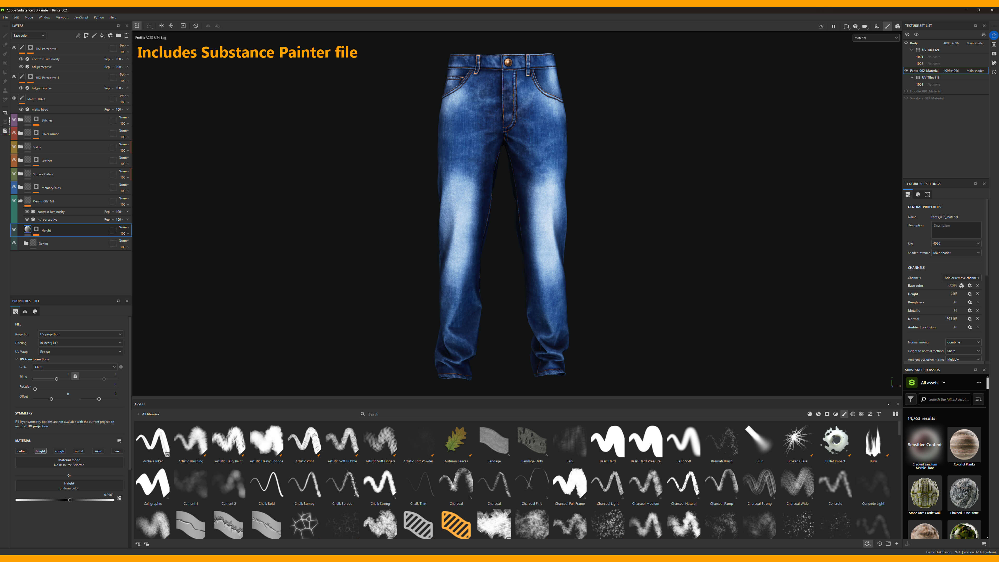 Jeans 002 ZBrush / Clo3D & Marvelous Designer / Substan 3D Model