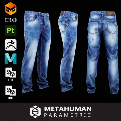 Jeans 002 (ZBrush / Clo3D & Marvelous Designer / Substan