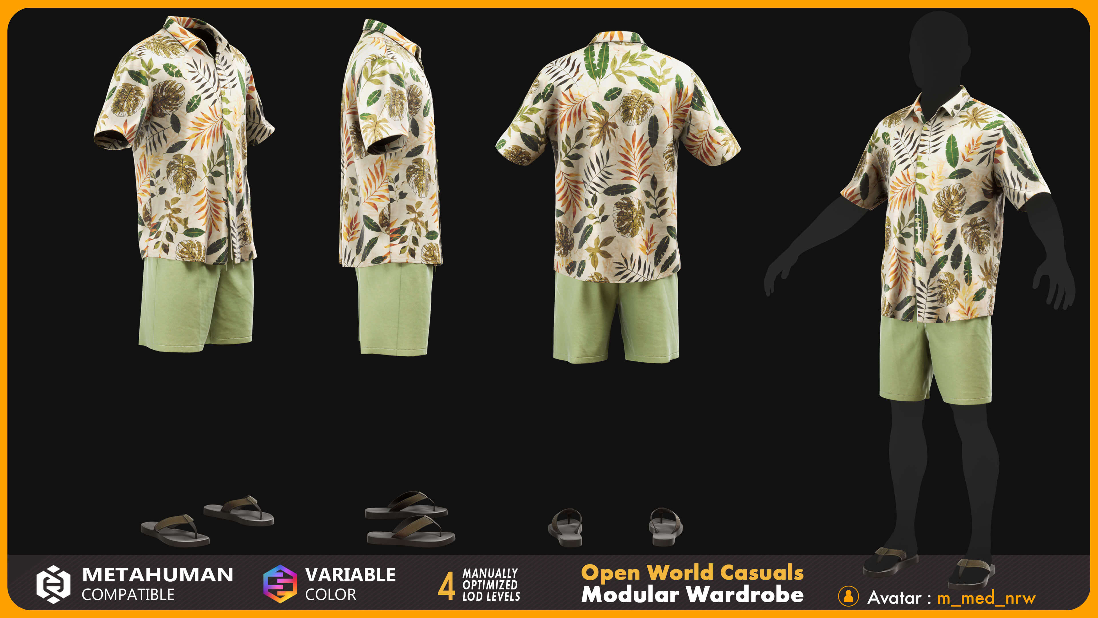 Tropical Summer Outfit for Matahuman 006 - MHPKG 3D Model