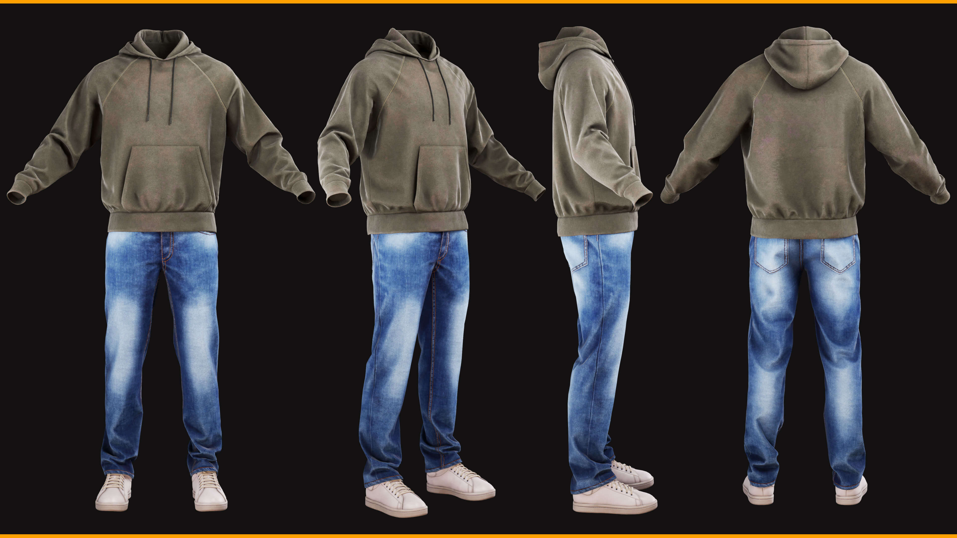 Urban Street Casual Outfit 003 ZBrush / Clo3D &amp Marvelo 3D Model