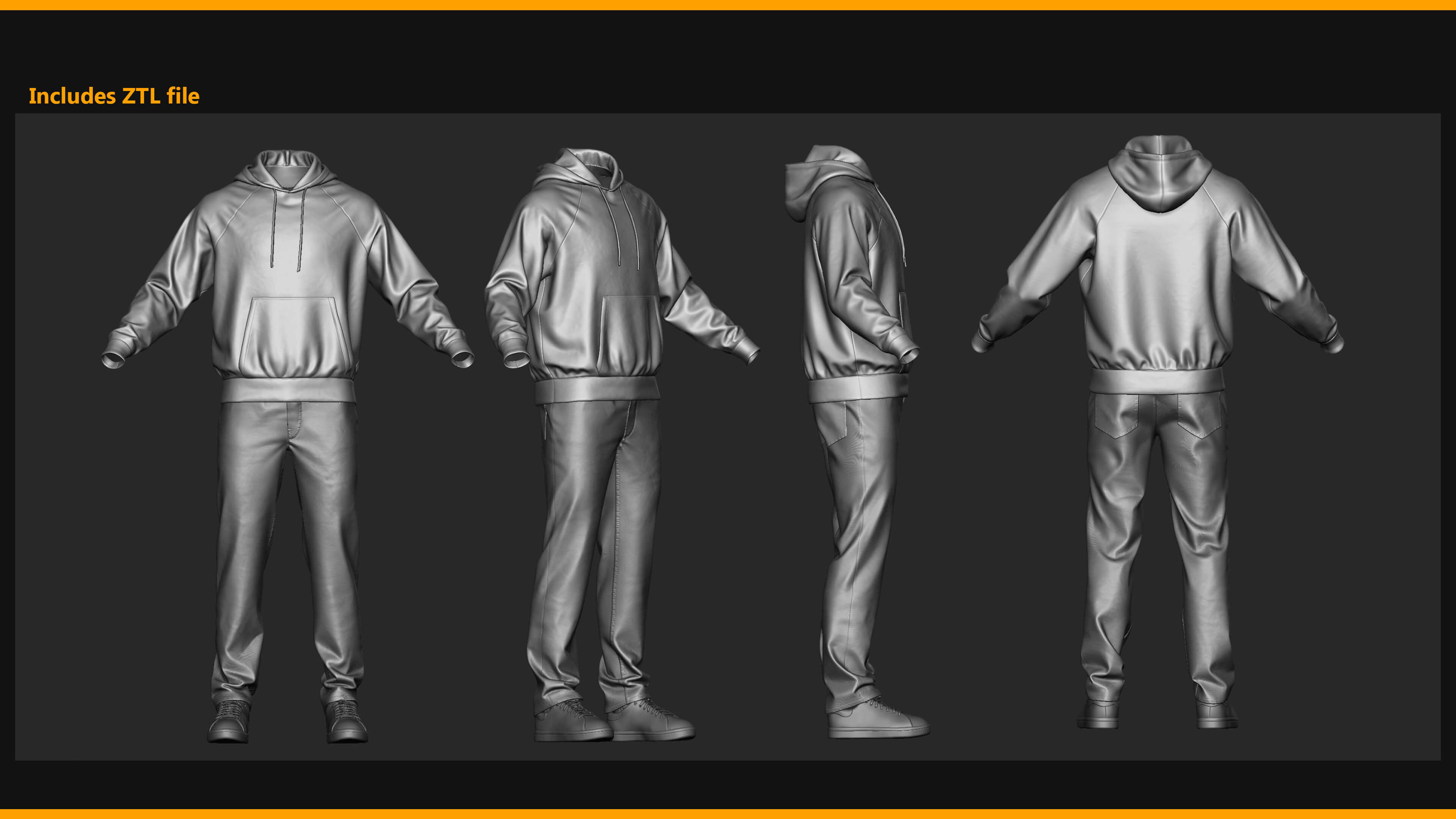 Urban Street Casual Outfit 003 ZBrush / Clo3D & Marvelo 3D Model