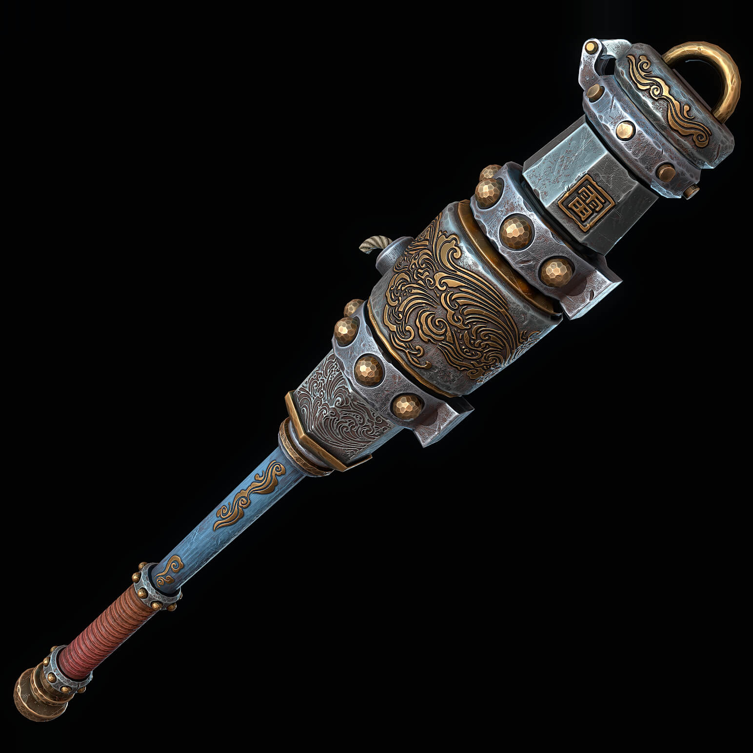 Ornate Mace Cannon 3D Render, Digital Artwork by CGnewbie