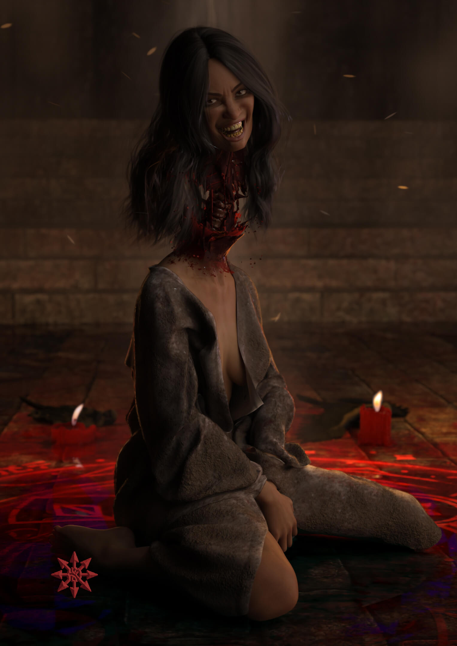 Flying Head Curse 3D Render, Digital Artwork by chaoskhan_666