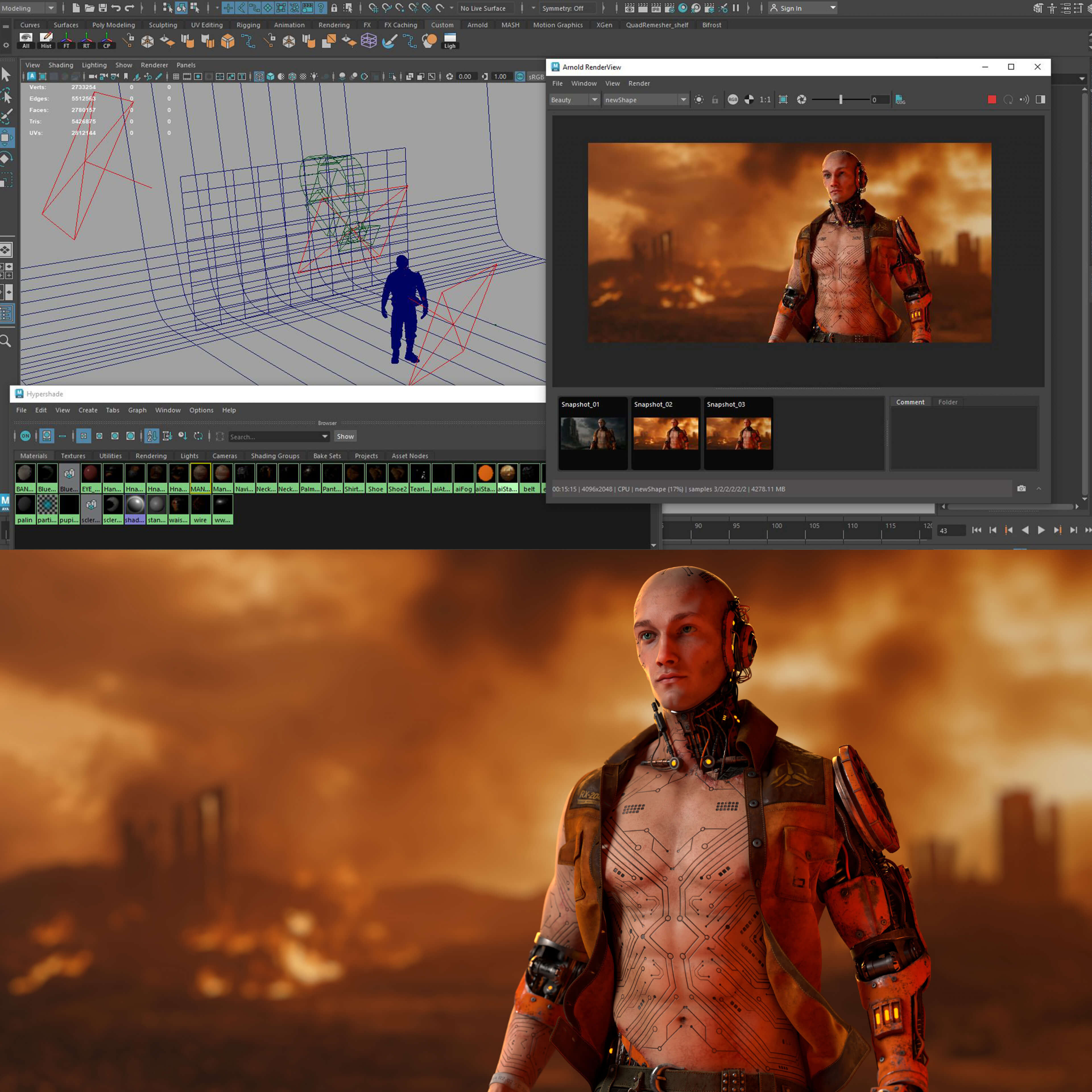 The Wasteland Hero 3D Render, Digital Artwork by Chithra