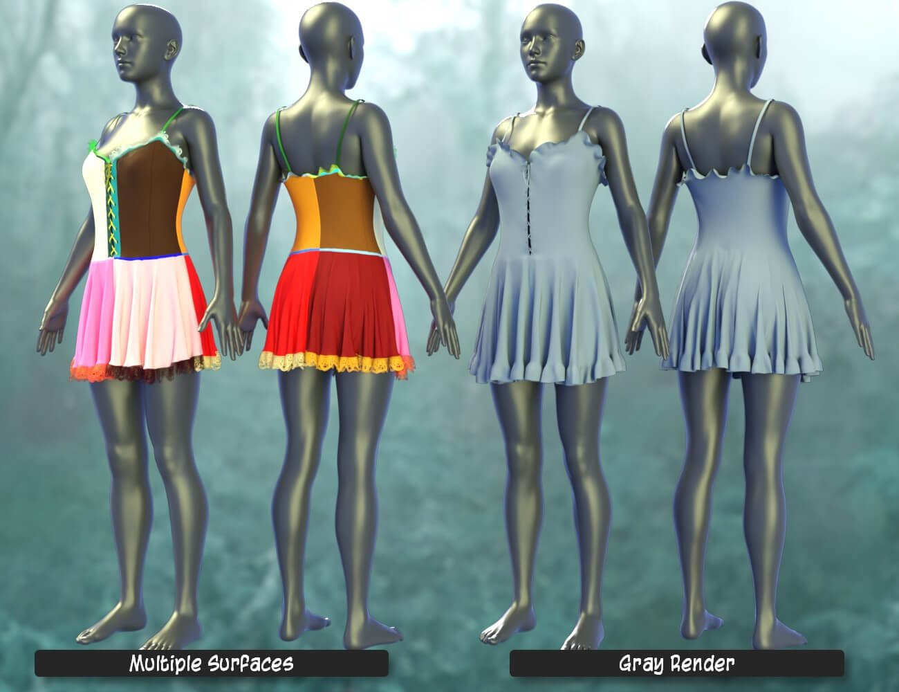 dForce Trickster Dress for Genesis 9 and Genesis 8 Female Daz Content