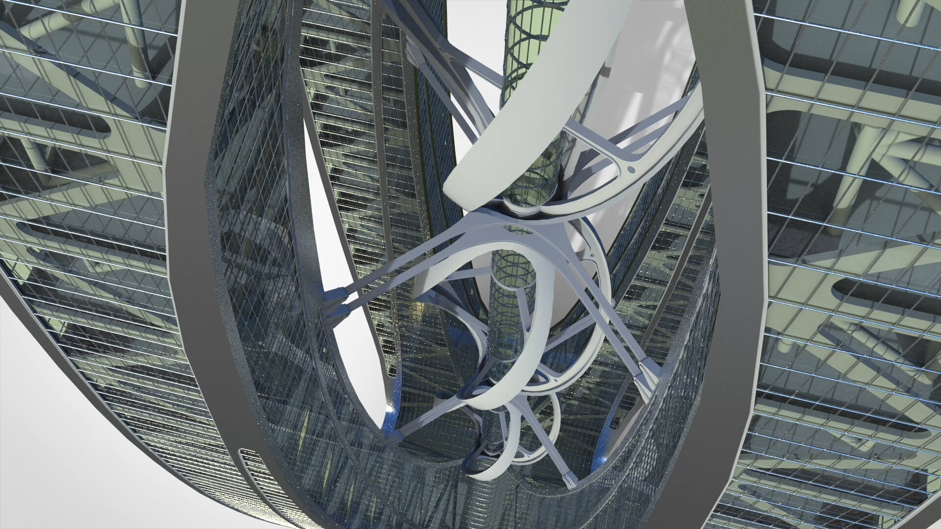 Eco Wind Turbine Building 3D Render, Digital Artwork by Chtazi