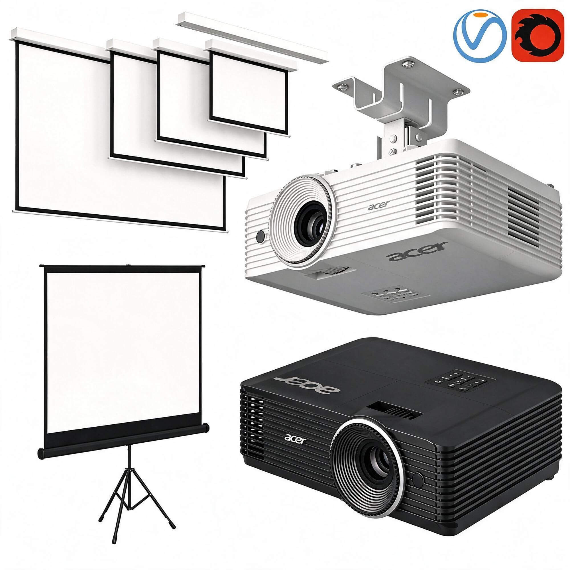 Acer Projector and Projection Screen Collection 3D Model 3D Model