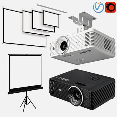 Acer Projector and Projection Screen Collection 3D Model