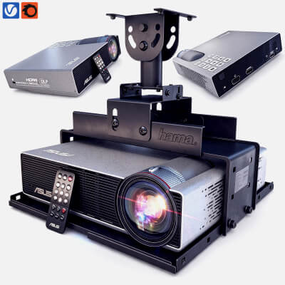 Asus DLP Projector with Hama Ceiling Mount and Remote 3D Mod