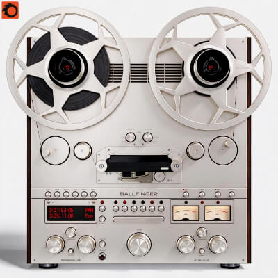 Ballfinger Silver Reel to Reel Tape Recorder 3D Model