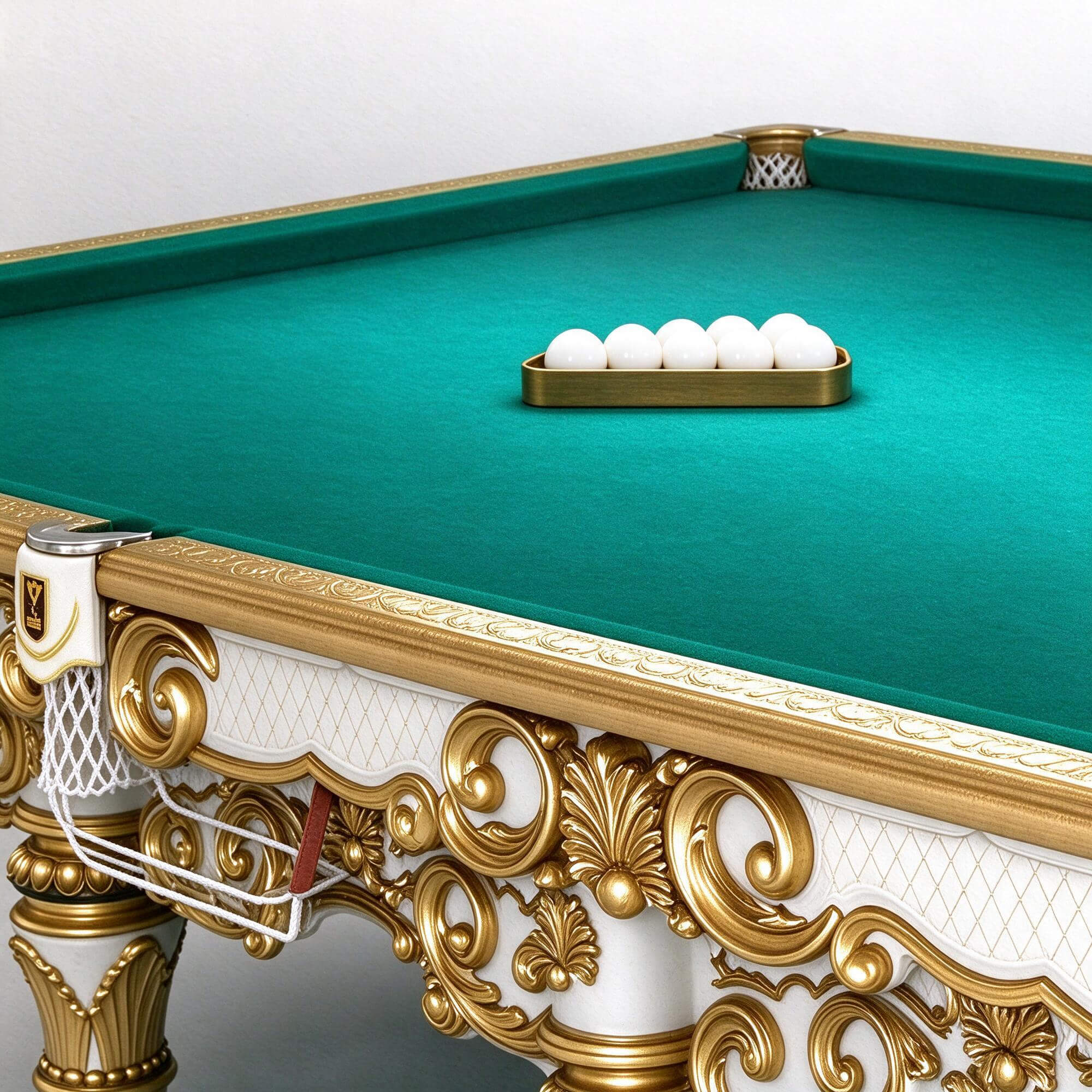 Baroque Ornate White and Gold Billiard Table Green Felt 3D M 3D Model