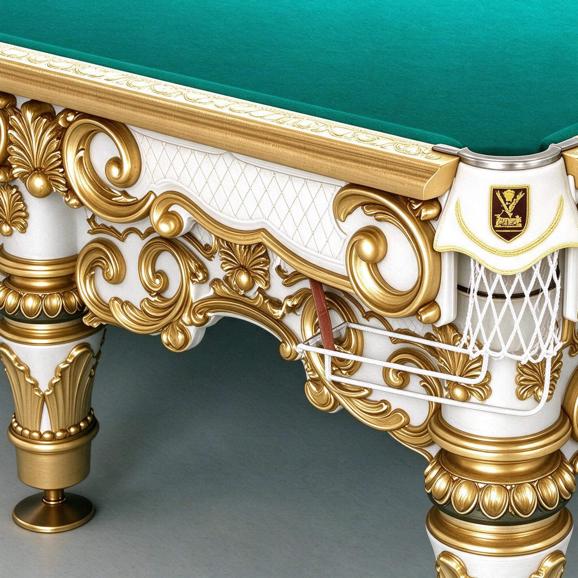 Baroque Ornate White and Gold Billiard Table Green Felt 3D M 3D Model