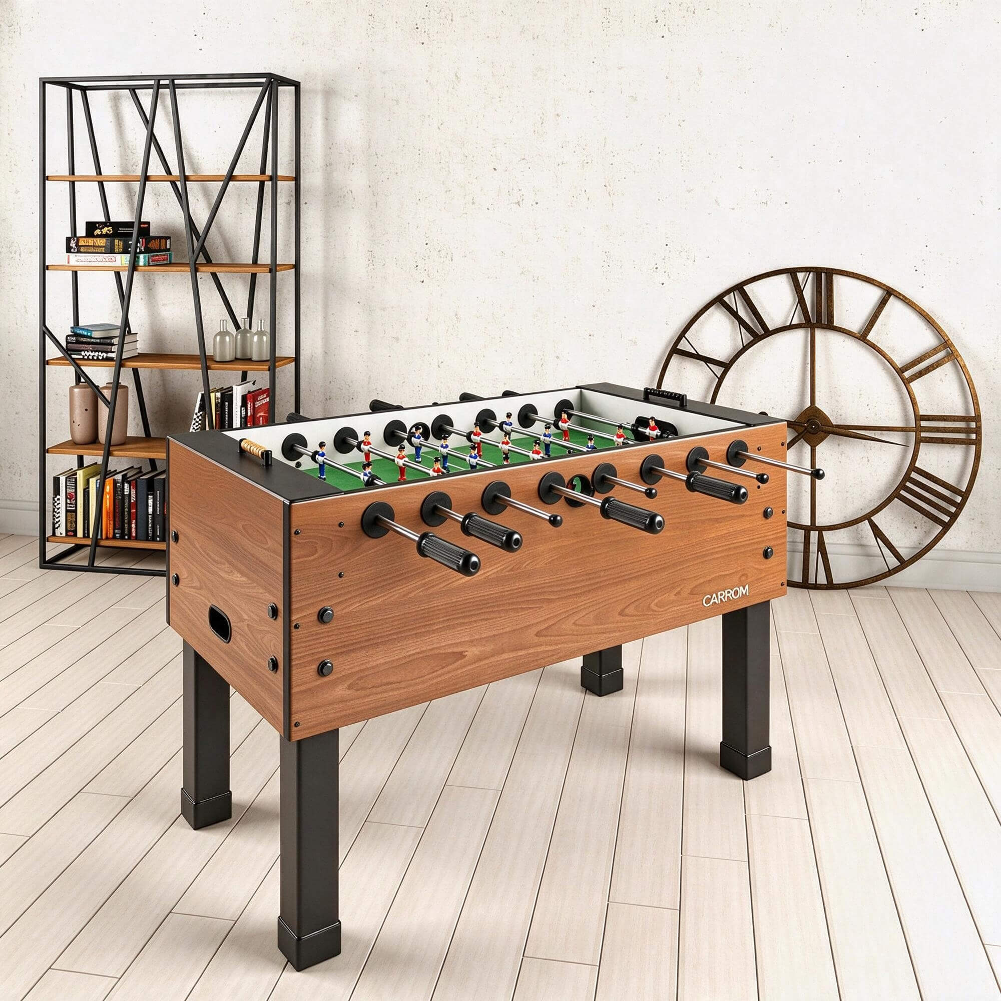 Carrom Wooden Foosball Table with Black Square Legs 3D Model 3D Model