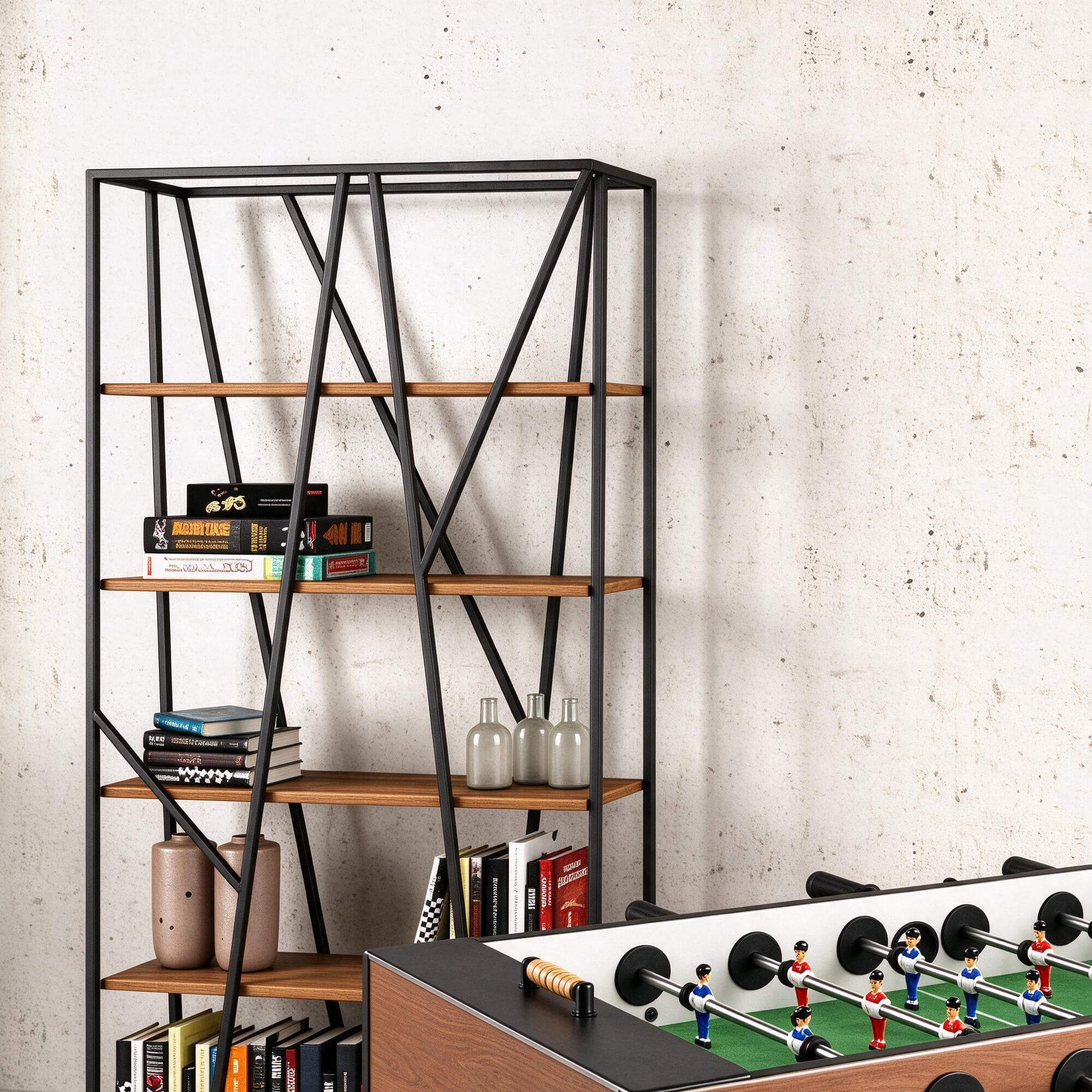 Carrom Wooden Foosball Table with Black Square Legs 3D Model 3D Model