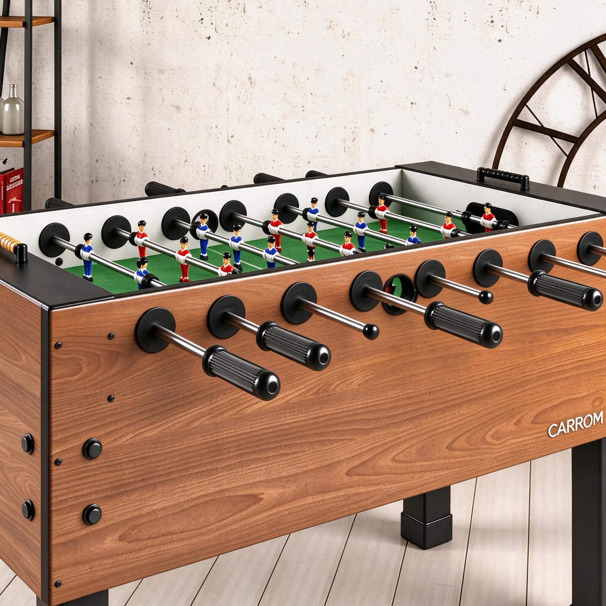 Carrom Wooden Foosball Table with Black Square Legs 3D Model 3D Model