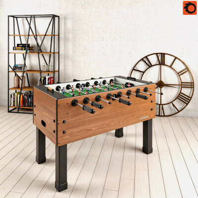 Carrom Wooden Foosball Table with Black Square Legs 3D Model