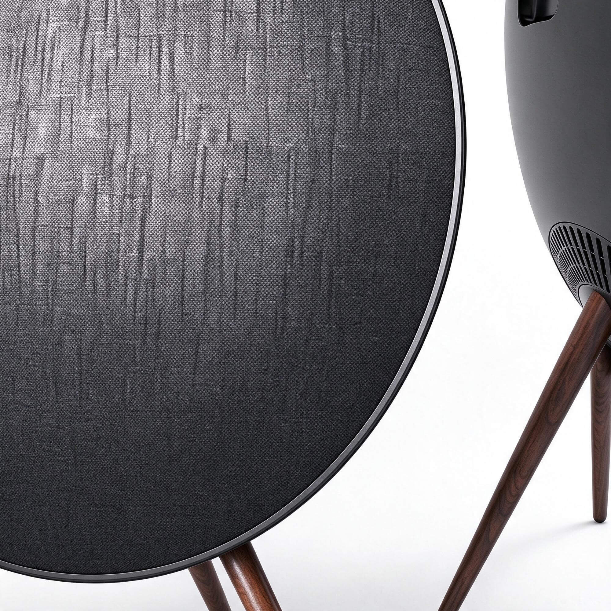 Circular Fabric Speaker with Wooden Tripod Stand 3D Model 3D Model